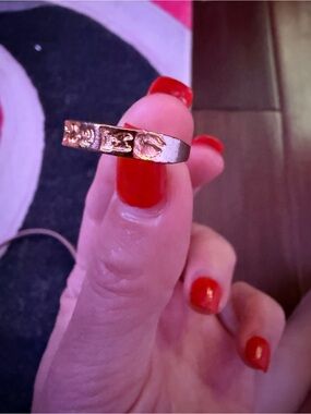 Rare Retro Barbie Stylized Name Band Ring - Gold Finish Costume Jewelry